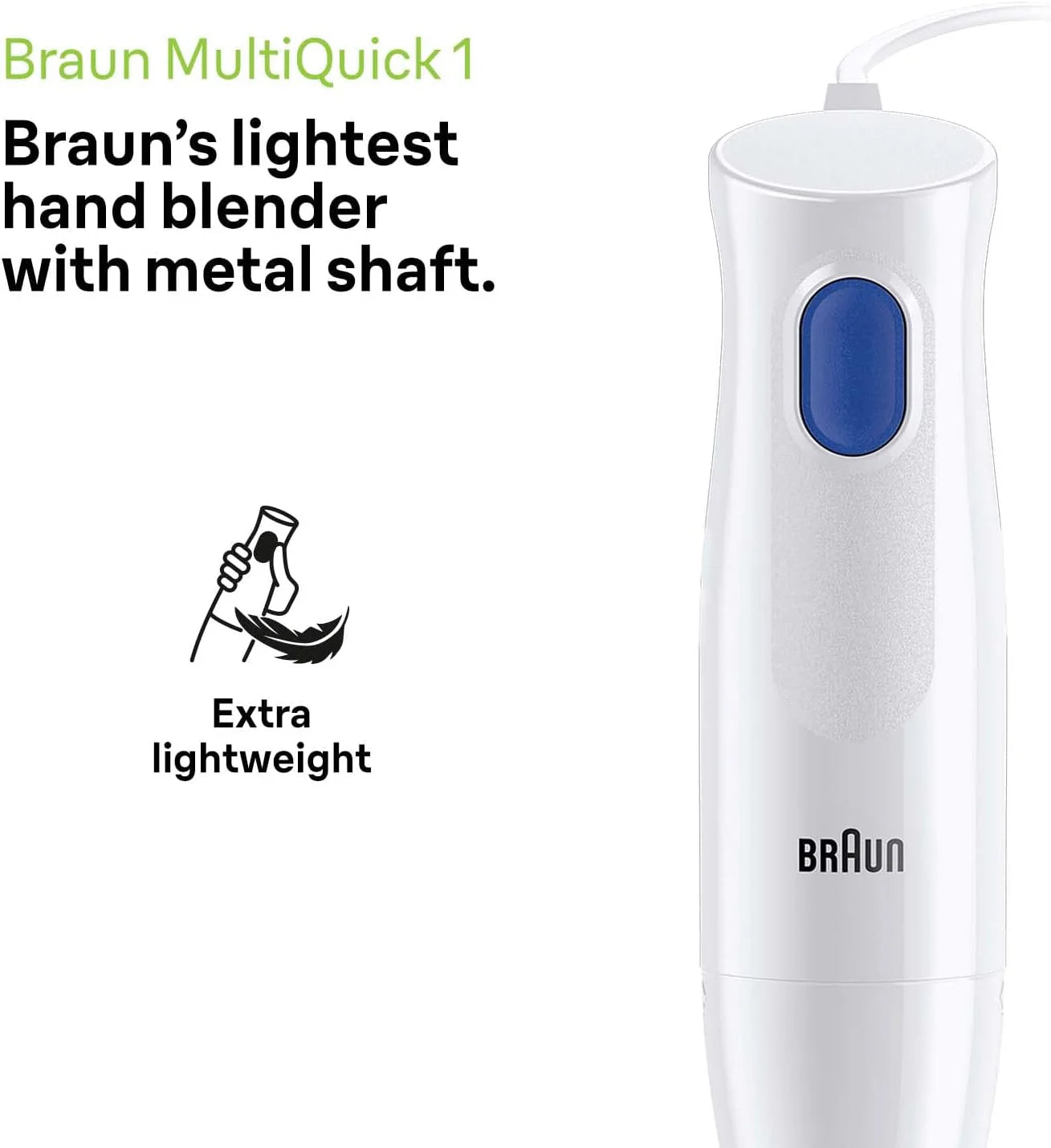 Braun 2in1 Hand Blender MultiQuick 350ml Chopper - White (HB101 AI)