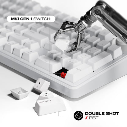 Cybeart Akula 99 - Compact Full Size Tri-Mode Wireless RGB Gaming Keyboard - White