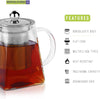 Royalford Glass Tea Pot with Strainer, Stainless Steel/Clear, 500 ml