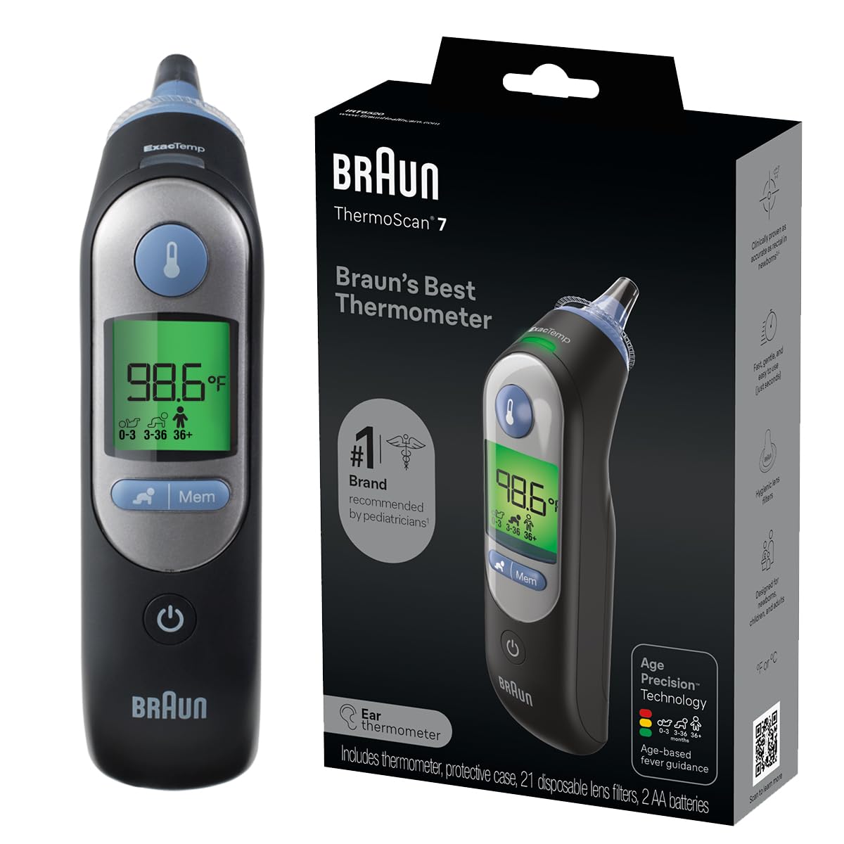 Braun ThermoScan 7 Digital Ear Thermometer - Black