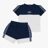 MOON 100% Cotton Polo T-Shirt & Pull On Shorts 3-6M Blue - Navy Sports