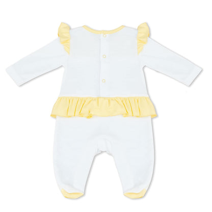 MOON 100% Cotton Sleepsuit 3-6M Yellow & White - Lemon Hearts