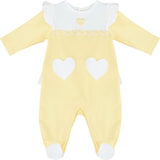 MOON 100% Cotton Sleepsuit 3-6M Yellow - Lemon Hearts