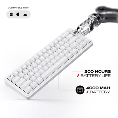 Cybeart Akula 65 - Compact 65% Tri-Mode Wireless RGB Gaming Keyboard - White