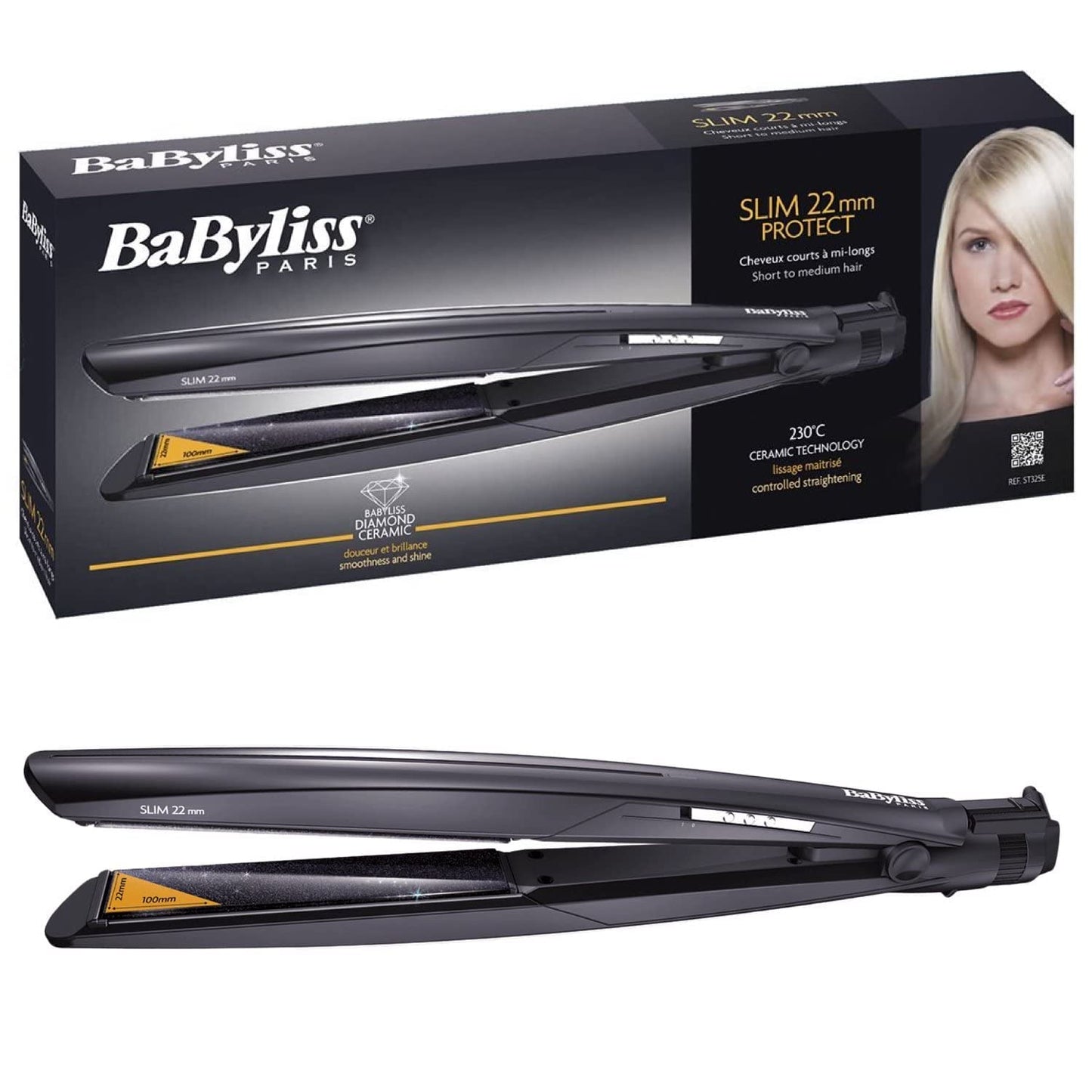 Babyliss Hair Straightener 230°C Ceramic Technology 22mm - Black