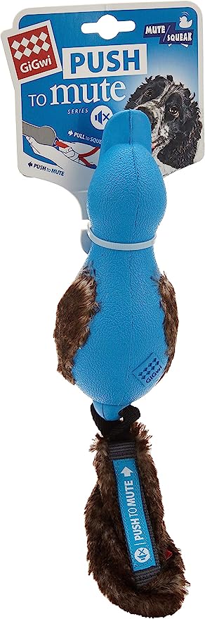 Gigwi Push To Mute Duck Toy With Plush Tail for Dogs Blue