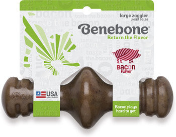 Benebone Zaggler Rolling Dog Chew Toy for Aggressive Chewer Bacon Flavor Large