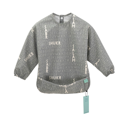 Once Upon a Dua - Long Sleeved Pocket Bib with Carry Pouch - Grey