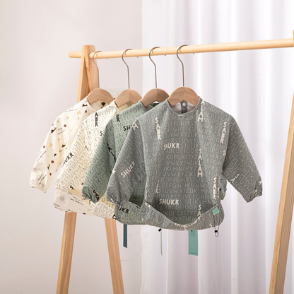 Once Upon a Dua - Long Sleeved Pocket Bib with Carry Pouch - Grey