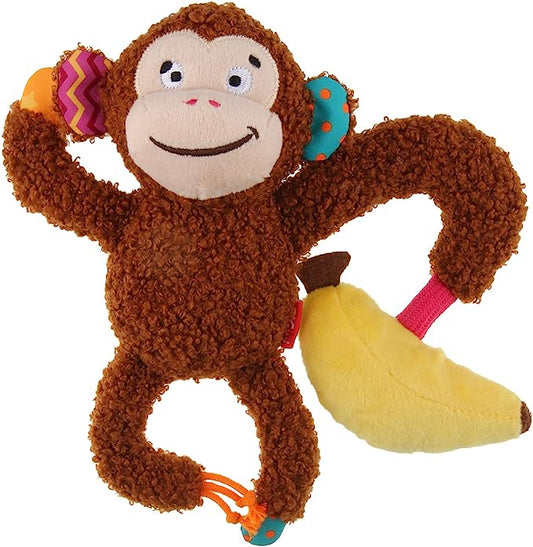 GiGwi Plush Friendz Monkey with Squeaker and Crinkle Medium Dog Toy