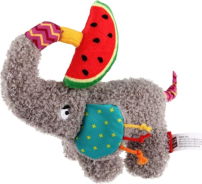 Gigwi Plush Friendz Elephant with Squeaker and Crinkle Dog Toy Medium