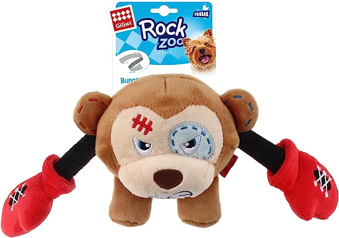 Gigwi Rock Zoo King Boxer Money with Squeaker and Crinckle Dog Toy Small