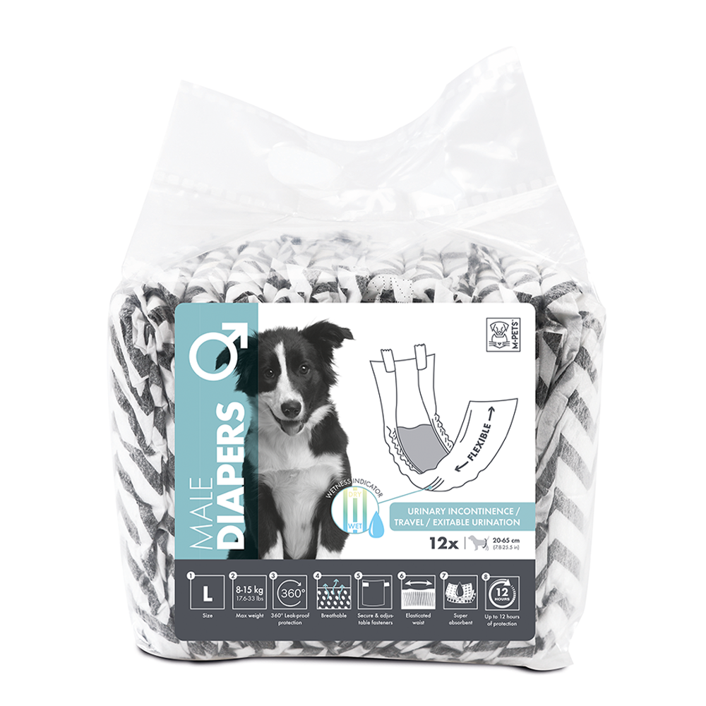 M-PETS Male Dog Diapers Large 12pack