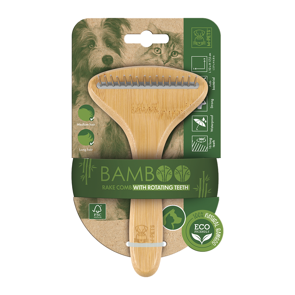 M-PETS Bamboo Rake Comb 16teeth