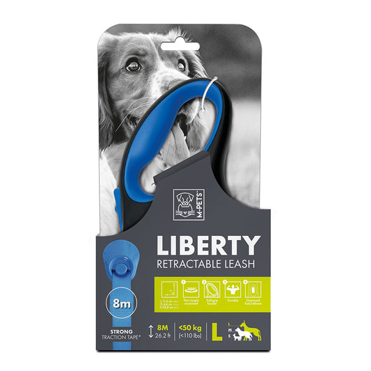 M-PETS Liberty Dog Retractable Leash Blue Large