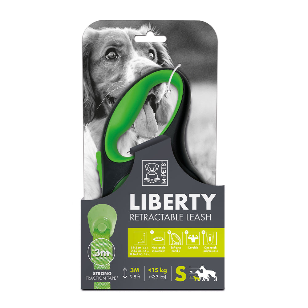 M-PETS Liberty Dog Retractable Leash Green Small