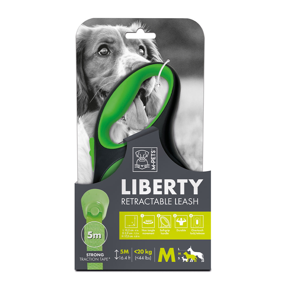 M-PETS Liberty Dog Retractable Leash Green Medium