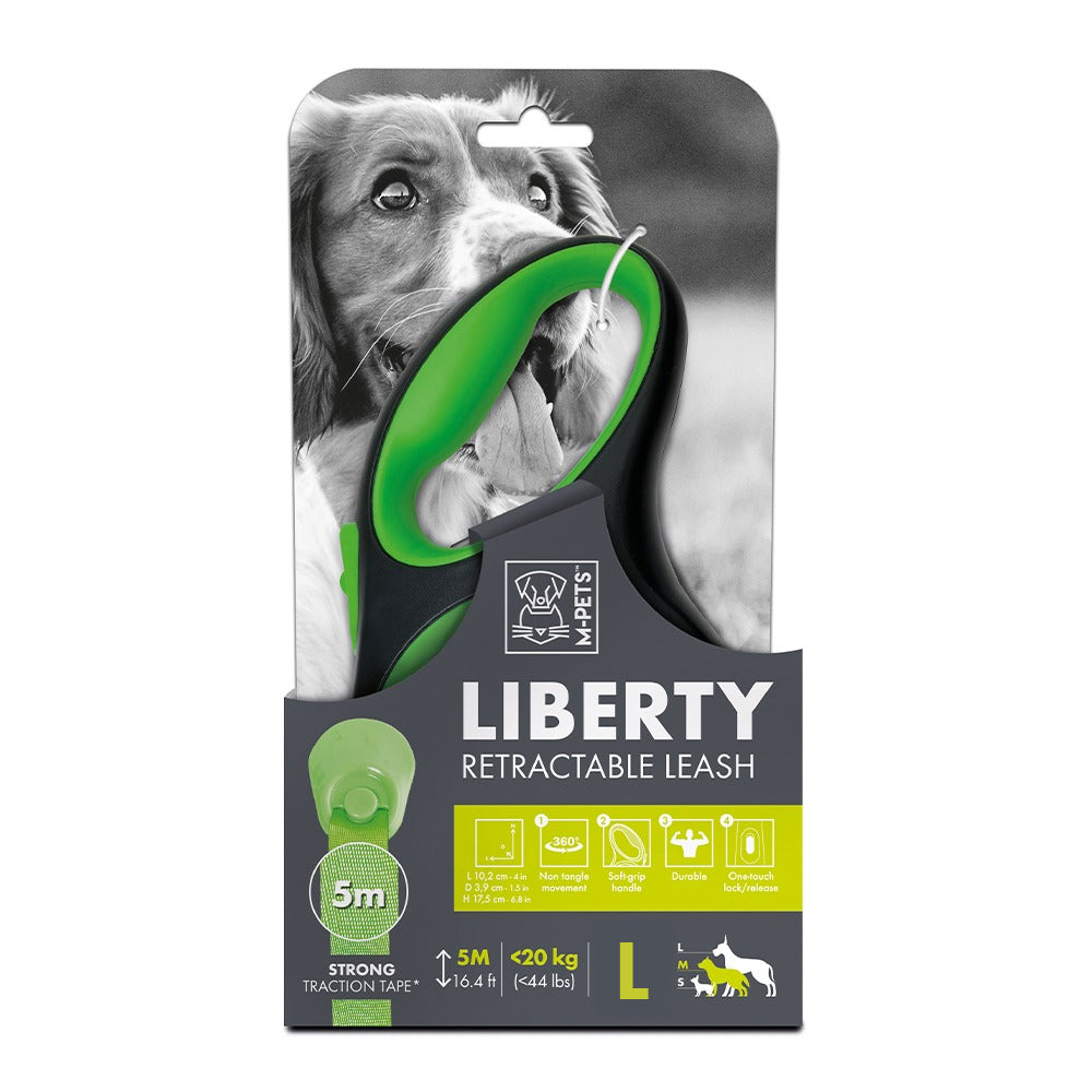 M-PETS Liberty Dog Retractable Leash Green Large