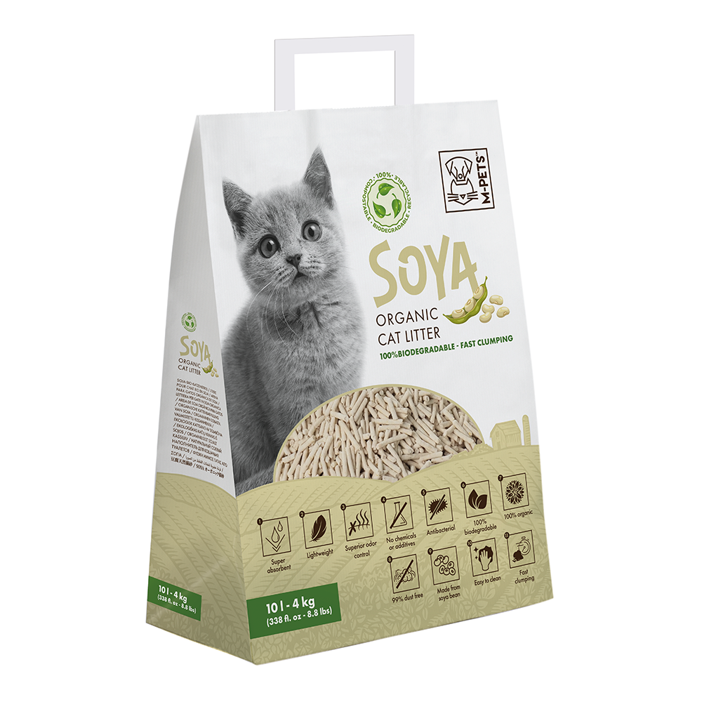 M-PETS Soya Organic Cat Litter Non Scented Biodegradable 10L