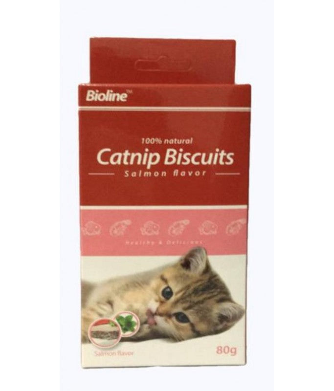 Bioline Catnip Biscuits Salmon Flavor Cat Treats 80gm