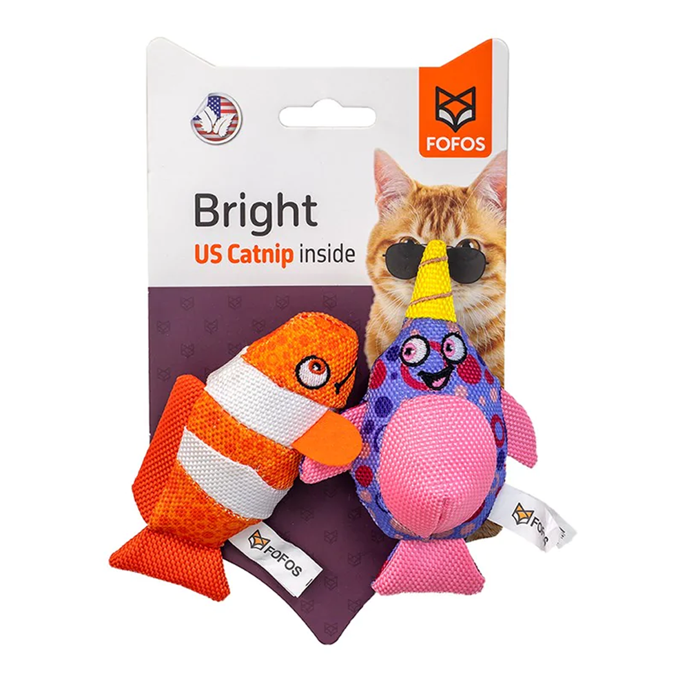 FOFOS Sperm Whale & Clown Fish with Catnip Cat Toy