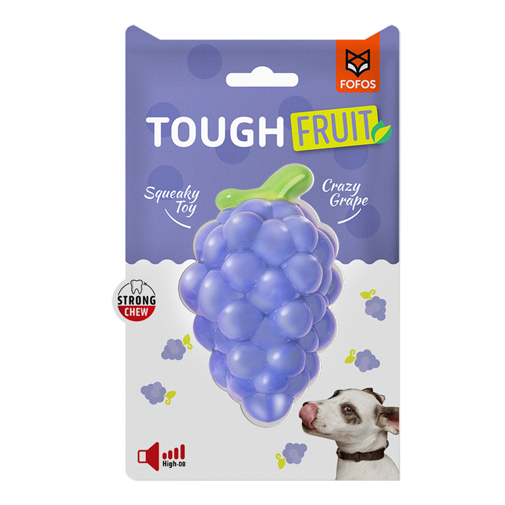 FOFOS Tough Fruit Squeaky Crazy Grape Dog Toy