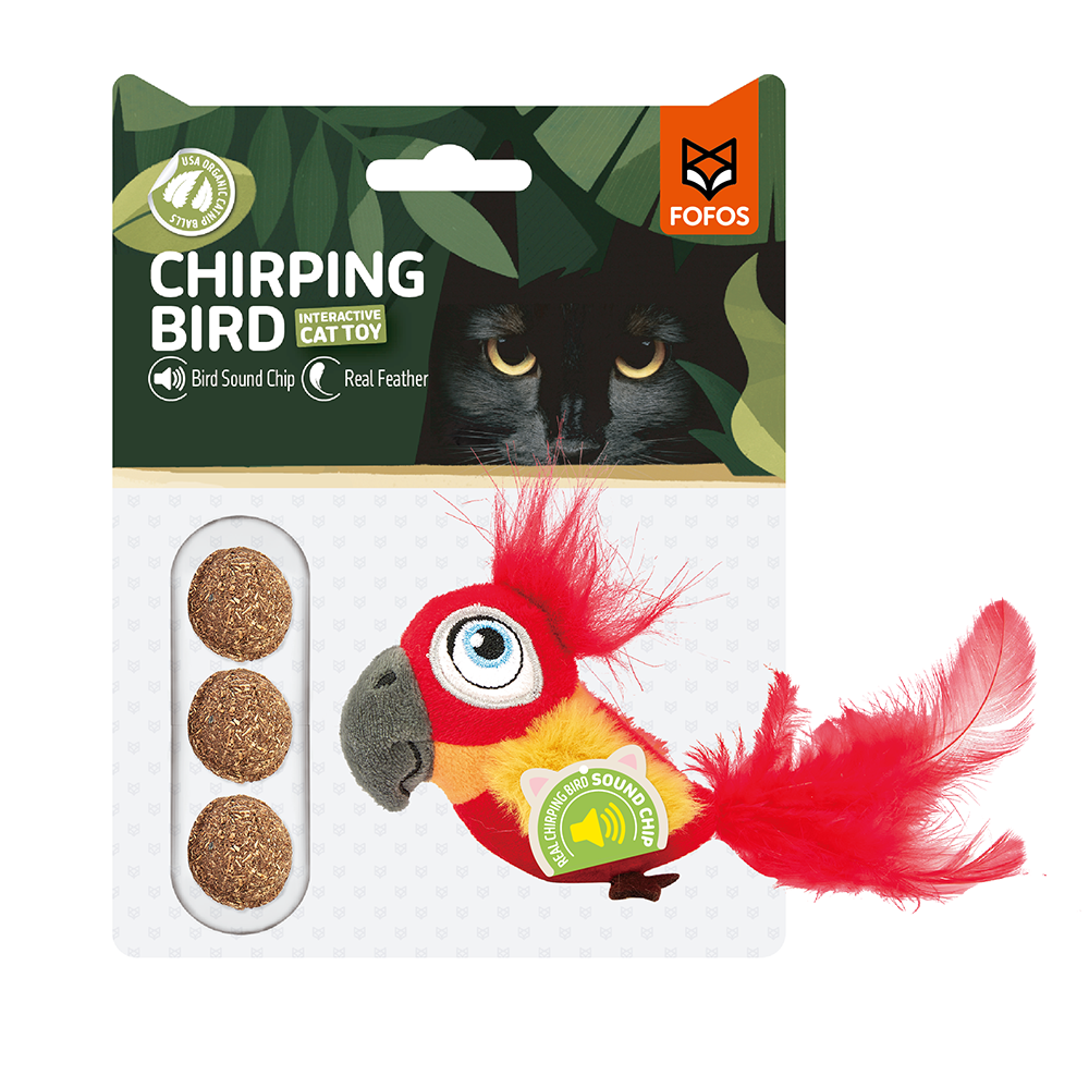 FOFOS Sound Chip Parrot with Catnip Balls Cat Toy