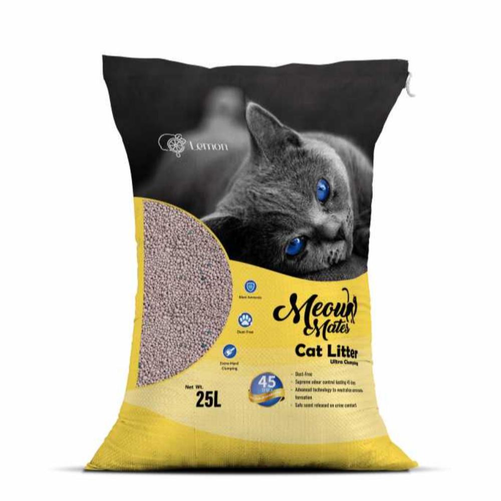 Meow Mates Bentonite Cat Litter - Lemon Scent 25L-20kg