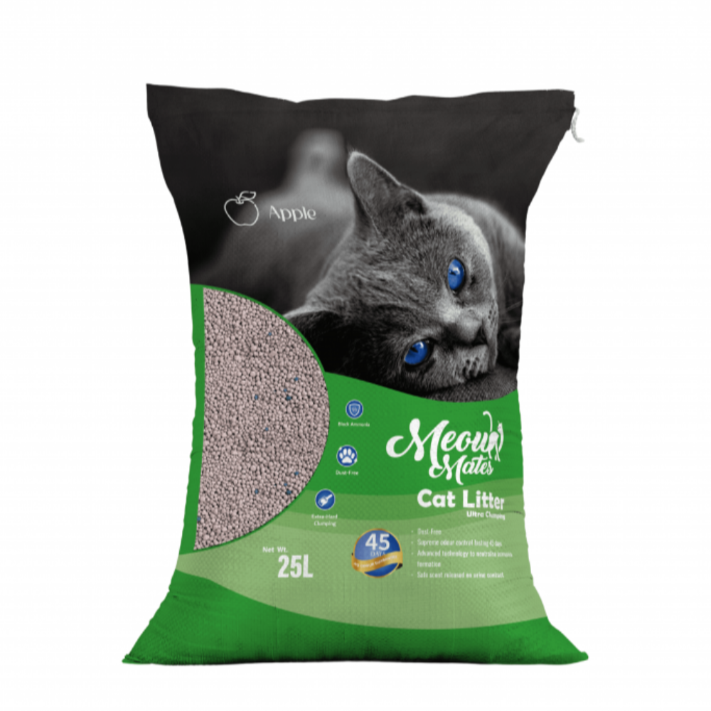 Meow Mates Bentonite Cat Litter - Apple Scent 25L-20kg