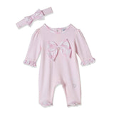 MOON 100% Cotton Sleepsuit With Headband 0-1M Pink - Pink Gingham