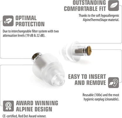 Alpine MusicSafe Pro Ear Plugs - Reusable Earplugs - Clear