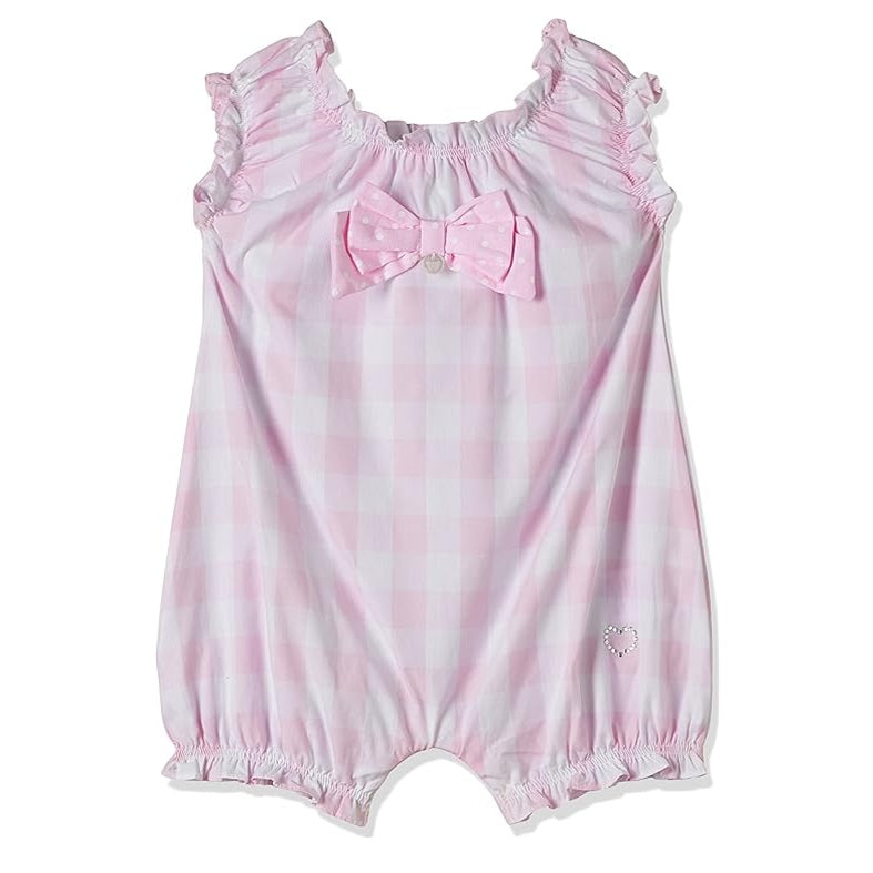 MOON 100% Cotton  Romper 0-3M Pink - Pink Gingham