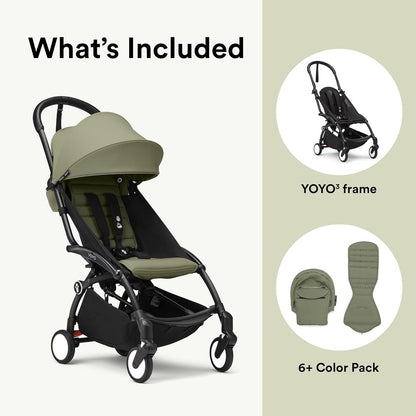 Stokke YOYO3 Black Frame & 6+ Olive Bundle