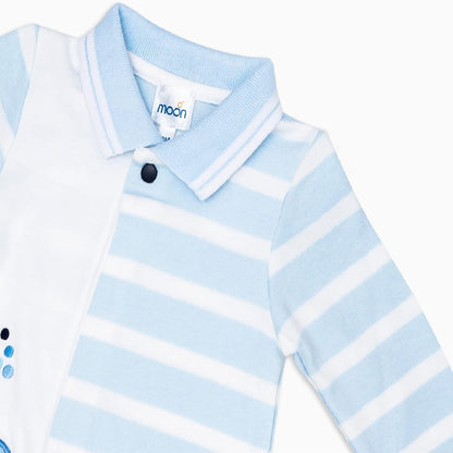 MOON 100% Cotton Footed Sleepsuit 1-3M Blue - Little Submarine