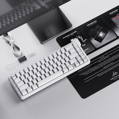 Cybeart Akula 65 - Compact 65% Tri-Mode Wireless RGB Gaming Keyboard - White