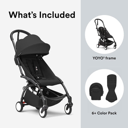 Stokke YOYO3 Black Frame & 6+ Black Bundle