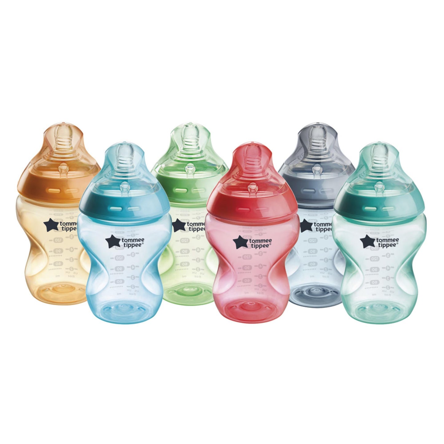 Tommee Tippee - Closer to Nature Baby Bottles, 260ml, Pack of 6, Fiesta Multicolored