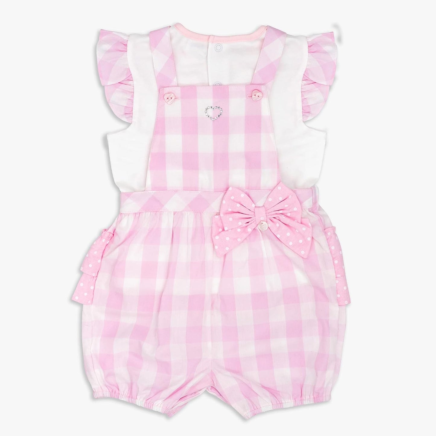 MOON 100% Cotton Top and Dungaree 18-24M Pink - Pink Gingham
