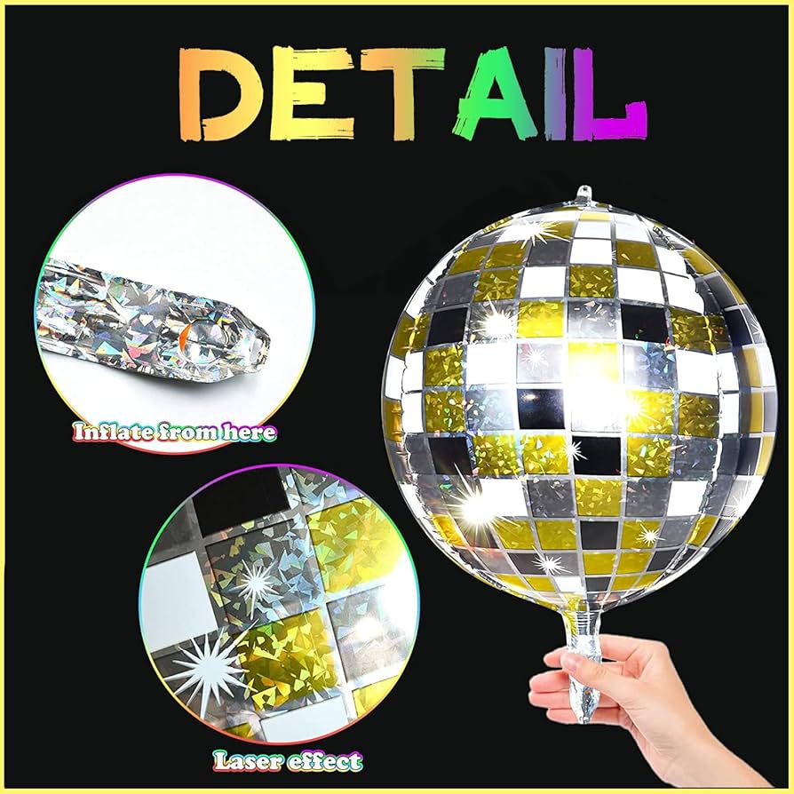 Disco Ball Balloons for Decorations and Parties 1pc 22inch