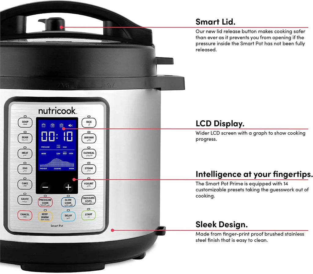 Nutricook Electric Pressure Cooker 8 L 1200 W NC-SP208A Silver