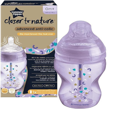 تومي تيبي - زجاجة رضاعة متقدمة مضادة للمغص، 260 مل × 1 - للبنات