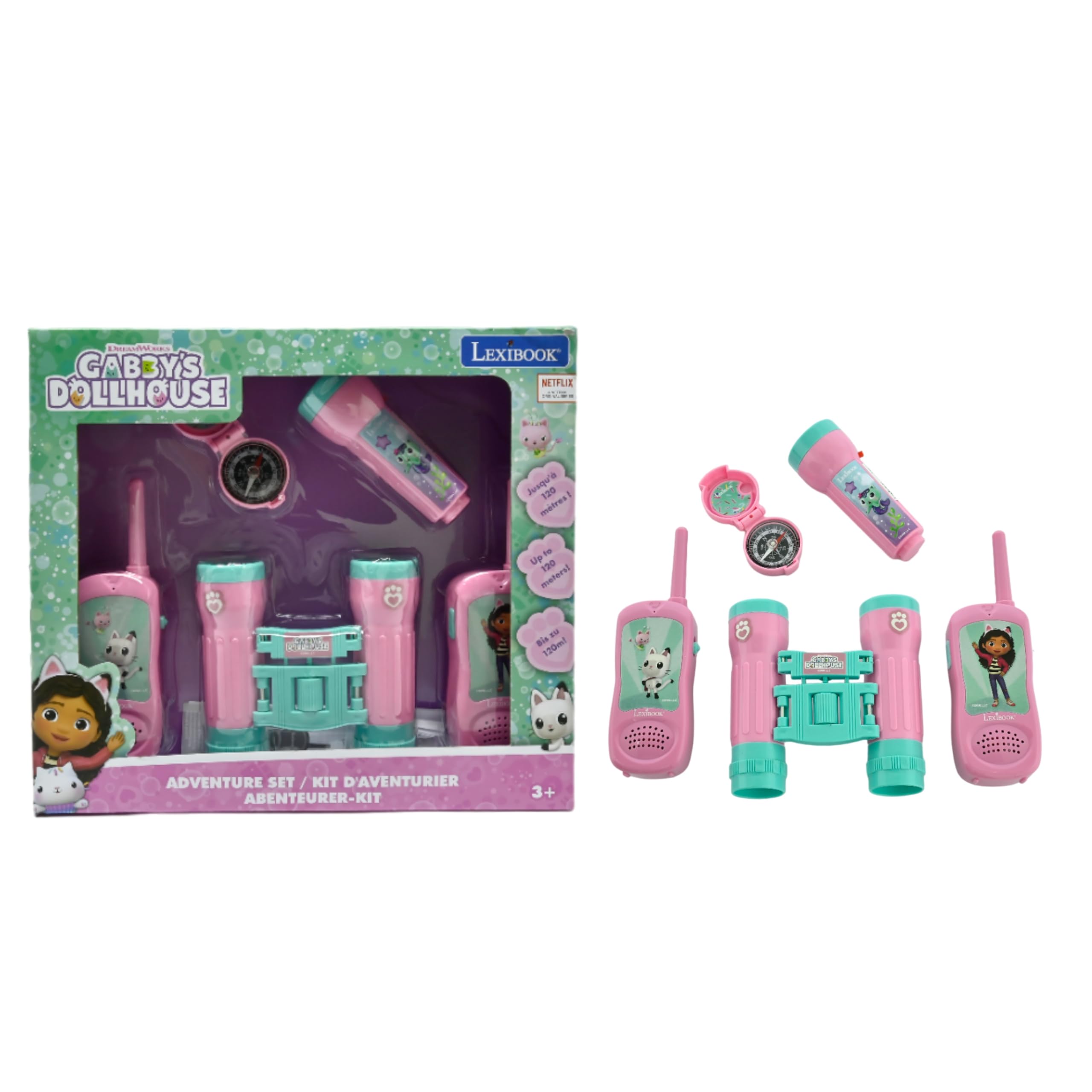 Lexibook - Barbie Adventure Set with Walkie Talkie 120M, Binoculars, and Compass