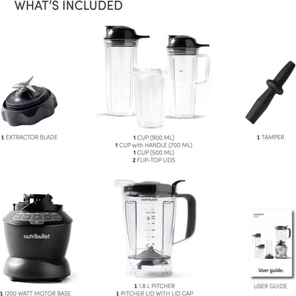 NutriBullet Full Size Blender Combo 1200 Watts, 9 Piece Set