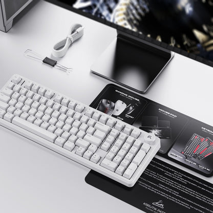 Cybeart Akula 99 - Compact Full Size Tri-Mode Wireless RGB Gaming Keyboard - White