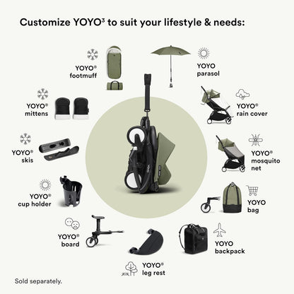 Stokke YOYO3 Black Frame & 6+ Olive Bundle