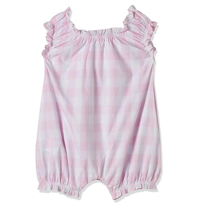 MOON 100% Cotton  Romper 6-9M Pink - Pink Gingham
