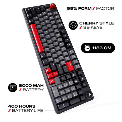 Cybeart Akula 99 - Compact Full Size Tri-Mode Wireless RGB Gaming Keyboard - Signature Edition
