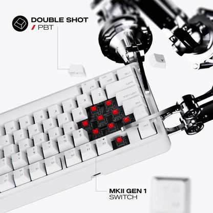 Cybeart Nighthawk 75 - TKL Tri-Mode Wireless RGB Gaming Keyboard - White