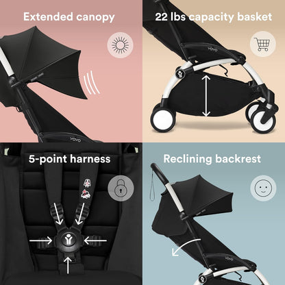 Stokke YOYO3 White Frame & 6+ Black Bundle