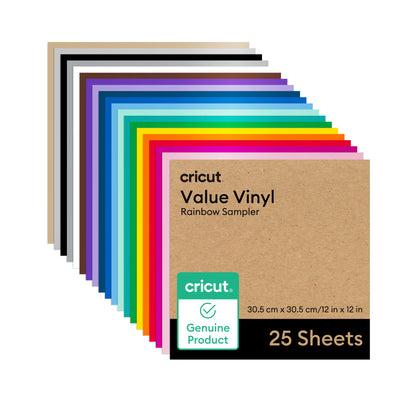 Cricut Value Permanent Vinyl Rainbow Sampler 12in x 12in 25 ct